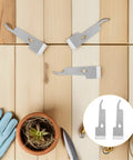 Go-To 2 Pack Stainless Steel Beekeeping Hive Tools Set, Hive Scraper And Frame Lifter on wooden background with gloves and plants.