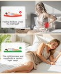 Built Different Queen Size Bunkie Board Rock Solid Eight Millimeter Wooden Mattress Foundation shown with sleeping woman.