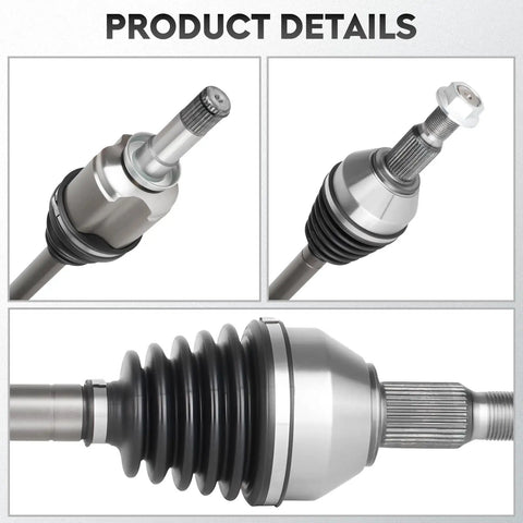 Close-up of Chevrolet Front Left CV Axle Shaft Assembly Driver Side for Traverse 2009-2017 showing spline and boot details.