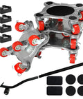 Heavy Duty Five Wheel Furniture Mover Dolly with 360 Degree Rotating Cardan Wheels and Brakes, supports up to 2200 pounds