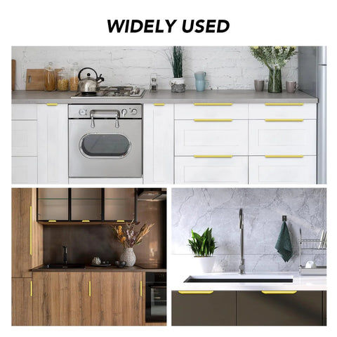 Gold Finger Edge Pulls For Cabinets 10 Pack 150mm Length With 128mm Center To Center 5 Hole Design in modern kitchens