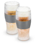 Freezable Beer Glasses Set Of 2 16 Oz Double Wall Insulated Pints Keep Brews Ice Cold Longer Gray Tumbler For Cold Drinks Perfect Gift