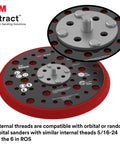 Xtract Hookit Sanding Disc Backing Pad 6 Inch Low Profile Heavy Duty 49 Hole Hard Foam 5/16-24 with threaded hole detail