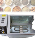 No Sweat Stainless Steel Electric Nut Roaster With Smooth Thermostat Dials And Smart Auto Timer, top view of stainless steel roasting chamber.