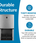 Surface Mounted Dual Roll Toilet Paper Dispenser In Satin Stainless Steel, ADA Compliant, highlighted theft-resistant spindles