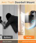Comparison of video doorbell before and after using Anti Theft Doorbell Mount Bracket For Outdoor Cameras With Rain Cover, No Drill Install.
