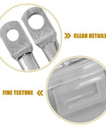 Secure Battery Terminal Connectors Kit With Tinned Copper Wire Lugs And Polyolefin Heat Shrink Tubing For Reliable Automotive and Diy Electrical Connections That Hold Tight Without Failing. close-up of silver tinned copper lugs and heat shrink tubing