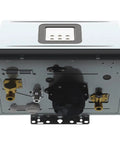Back view of Premium Gas Tankless Water Heater With Rock Solid X3 Scale Prevention Tech showing gas and water connections.