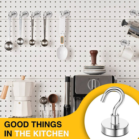 Heavy Duty Magnetic Hooks For Hanging Cubicle Accessories And More, 30 Lb Capacity, N52 Strength, kitchen use on metal surface