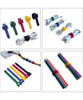 80 Piece 6 Inch Multi Color Reusable Cable Ties Cord Straps For DIY Friendly Multi Purpose Wire Ties Cord Wrap Hook And Loop Organizer Cable Management Adjustable Ties For Organizing Home Office And Data Centers shown in various uses and colors.