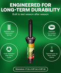 Green background image showing features of 1804VAN 4 Inch Pop Up Sprinkler Head Pack With Adjustable 0 To 360 Degree Arc Nozzle Up To 15 Ft Spray Distance