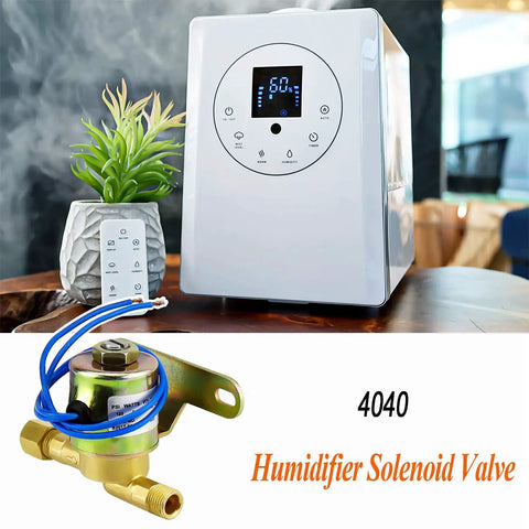 Water Solenoid Valve Replacement 4040 for Humidifiers 24V 2.3W 60Hz 125 PSI Blue shown with humidifier unit.