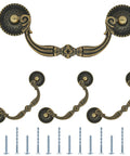 Four Pcs Vintage Bronze Bail Drop Drawer Pull Handles Set With Screws For Cabinets Furniture Kitchen Wardrobe And Cupboard