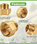 1-1/16 Inch Fine Thread Female To Three Quarter GHT Male Backflow Preventer Adapter, brass construction, close-up