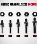 Turn Any Drill Into A Power Rivet Gun With This M3 To M8 Electric Rivet Nut Adapter Kit showing 5 metric mandrel sizes