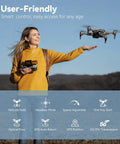 Woman using 4K GPS Drone With Camera For Adults And Beginners Auto Return Home Brushless Motors Follow Me 5G FPV Transmission Smart RC Quadcopter