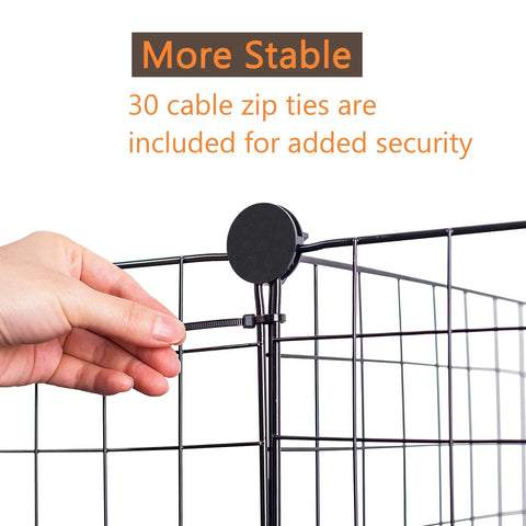 Hand securing Wire Cube Storage Organizer With 9 Cube Bookcase Open Grid Shelves, Multi Use DIY Closet Organizer with zip tie