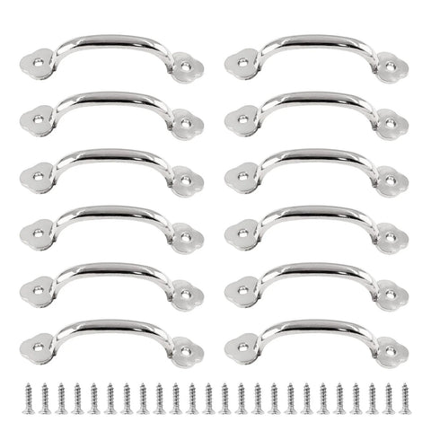 12 Pcs 4 Inch Modern Silver Plum Blossom Box Pull Handles Zinc Alloy With Screws For Drawers Cabinets Wardrobes Hole To Hole 3.2 Inches Durable Hardware