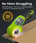 Cordless Electric Cardboard Cutter And Heavy Duty Power Scissors With 350Rpm High Torque Motor cutting through 1/4 inch cardboard.