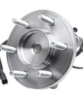 Front Wheel Bearing Hubs Assembly Set For 2WD 6 Lug Ford F-150 Expedition And Lincoln Navigator 2011 To 2014 Replacement Pair Front Left And Right Hub Bearings, showing the front view with ABS sensor wire and bolt studs.