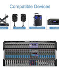 20 Channel Pro Bluetooth Studio DJ Mixer And Controller With USB MP3 Player PC Recording 18 Mic Inputs 48V Phantom Power 24 Bit Digital Effects Unpowered with compatible devices illustration