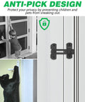 4 Pcs Barn Door Lock Sets With 180 Degree Flip Sliding Latches shown installed on door, preventing child and pet access.