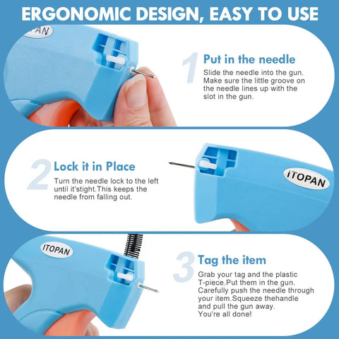 Instructions for DIY Garment Stitch Gun For Quick Clothing Fixes With 6 Fine Needles And 1000 Black Plus 1000 White Fasteners.