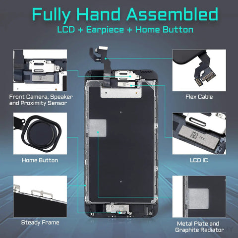 IPhone 6s Plus Screen Replacement Kit With Home Button LCD Digitizer 3D Touch Display 5.5 Inch Black Glass Assembly diagram