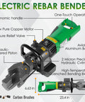 Yixbizhu 900W Electric Hydraulic Rebar Bender For #3 #4 #5 Bars Six To 16mm Steel with ergonomic handle and aluminum body.
