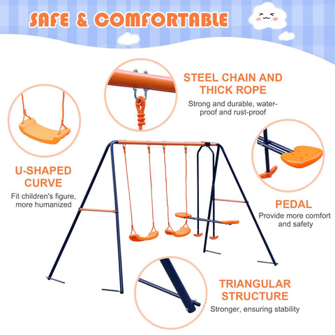Backyard Swing Set For Kids Built Tough With 440 Lb Capacity Heavy Duty A Frame Metal Frame Two Seats And One Glider