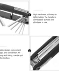 Stellar Unomor Portable Folding Hex Key Kit With Flathead Screwdriver For Home Repair And Maintenance Handy Tools In Your Pocket, black steel, folded with six keys
