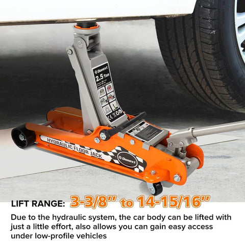 2.5 Ton Steel Floor Jack With Low Profile Design, Hydraulic Racing Floor Jack, Heavy Duty Jack With Beefy Single Piston Lift Pump