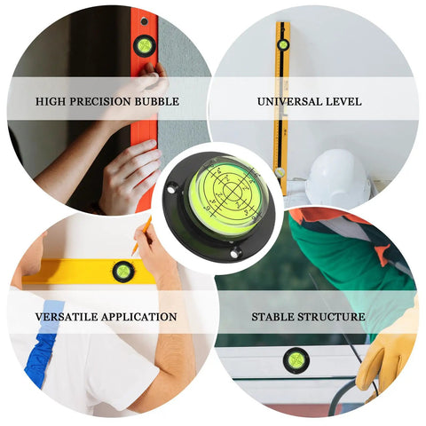 4pcs Acrylic Cylindrical Mini Spirit Level Tool for Precise Measuring in circular images demonstrating precision and applications.