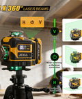 16 Line Laser Level Kit With 4D Self Leveling And Receiver Extends To 200ft For Indoor Layouts And Outdoor Fencing Decking Projects, High Precision Leveling Tool For DIY And Pros, showing 4x360° laser beams
