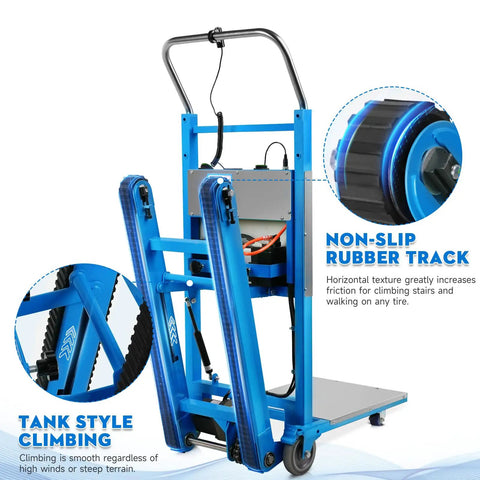 Heavy Duty Electric Stair Climbing Dolly With 900 Lbs Capacity 1250W Motor folding hand truck with non-slip rubber track.