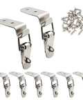 Eight Pack Stainless Steel 90 Degree Spring Toggle Latches with Clasp Buckle Lock Mounting Screws Included for Boxes Cabinets Doors