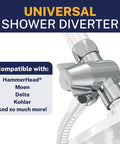 Heavy Duty Brass 3 Way Shower Diverter Valve For Fixed And Handheld Heads Chrome Finish all metal construction