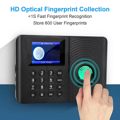 Biometric Fingerprint Time Clock For Employees With No Monthly Fees, Fast In And Out System For Small Biz, Fingerprint Scan Or PIN