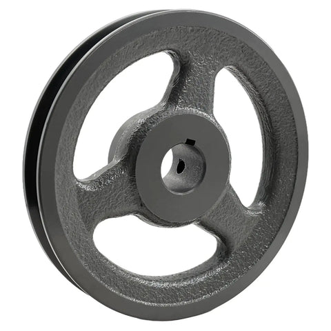7/8 Inch Bore V Belt Pulley With 5.45 Inch Outer Diameter One Groove Beefy Cast Iron Sheave, side view, industrial use