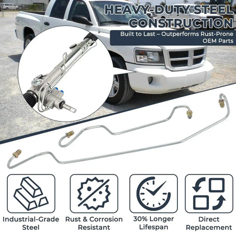 Hard Hydraulic Rack And Pinion Transfer Line Replacement For Dodge Dakota 2005 2010 And Mitsubishi Raider 2006 2009 Durable Steel Build Leak Proof Easy Bolt On Long Lasting Performance For Tough Truck Duty