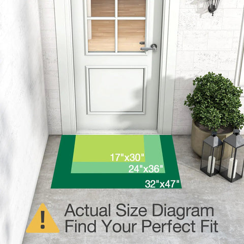 Hello Door Mat 17x30 No Slip Durable Rubber Entrance Doormat size comparison on porch for high traffic homes