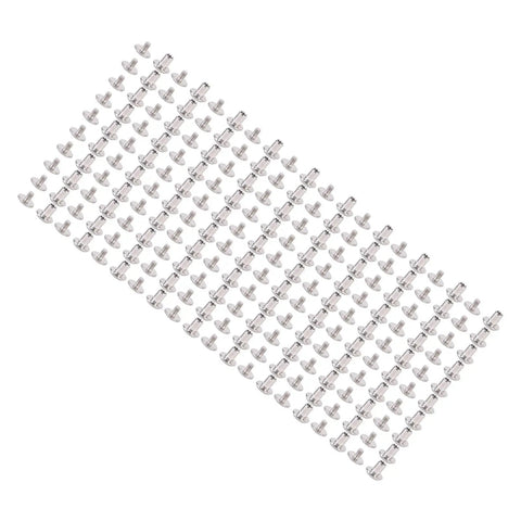 All In One 200 Piece Stainless Steel Rivet And Screw Fastener Kit For Leather Crafts Flat Head Rivets And Screws For DIY Repairs And Decoration Great For Belts, Bags, Wallets And Everyday DIY Projects, stainless steel rivet and screw kit arranged on white