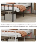 Built Tough Twin Metal Platform Bed Frame Featuring Heavy Steel Slats And Smart Underbed Storage For Zero Creak Peace Of Mind And Rock Steady Support In Glossy Black, showcasing 12.6 inches of underbed storage space.