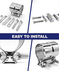 Heavy Duty 3 Inch Exhaust Clamp Kit Fits 3 Inch Od To 3 Inch Id Pipes Lap Joint Band Clamp Stainless Steel 304, installation steps