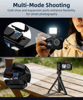 Grip Kit With Cage For DJI Action 6 And Osmo Action 6 Accessories Handheld Stabilizer Bundle with mounted camera and light.