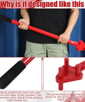Heavy Duty Manual Rebar Bender For 5/8 Inch Bars showing red handle and protective grip for safe use in metalwork crafts.