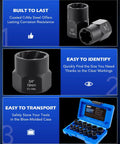 Impact Nut And Bolt Extraction Tool Set For Rusted And Stripped Fasteners, 13 SAE And Metric Sizes, shown with durable case