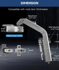 Kickass Corner Cabinet Hinges 2 Pack For Lazy Susan Setups showing dimensions and adjustments for bi fold doors.