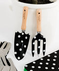 Two Piece Garden Tool Set With Hand Rake And Trowel Durable Carbon Steel Blades Smooth Wooden Handles With Hanging Holes