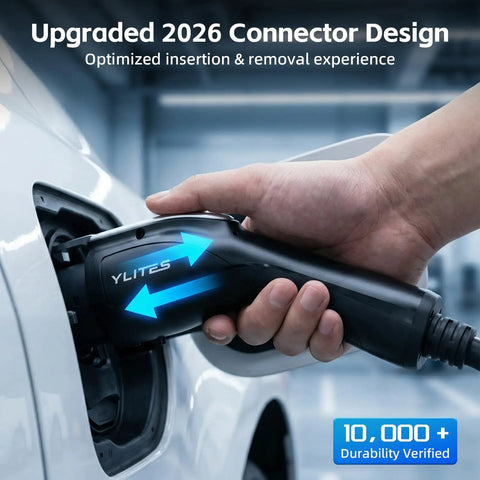 Ready To Charge Any J1772 EV With This Top Shelf Portable Level 2 Charger 40 Amp 25 Ft Cable Nema 14-50 And Nema 5-15 Adapter Complete Wall Mount Kit For Quick Plug And Play No Sweat Setup with upgraded connector design.